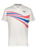 Koszulki sportowe męskie - Mizuno Funkcyjna koszulka polo w kolorze biało-czerwono-niebieskim - miniaturka - grafika 1