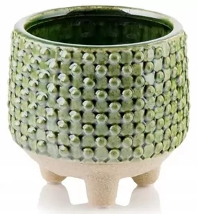 Donica ceramiczna na nóżkach - zielona - Donice - miniaturka - grafika 1