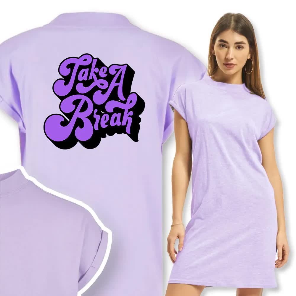 Ładna Koszula Nocna Fiolet TAKE A BREAK Wzory - M