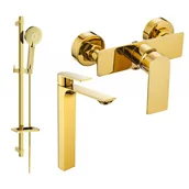 Baterie umywalkowe - Mexen Alexa DQ40 zestaw prysznicowy, złoty - miniaturka - grafika 1