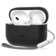 Akcesoria do słuchawek - Etui APPLE AIRPODS PRO 1 / 2 Tech-Protect Silicone czarne - miniaturka - grafika 1