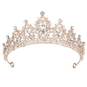 Ozdoby do włosów - DIADEM Korona Tiara MISS GLOW ŚLUBNY ZŁOTY cyrkonie KRYSZTAŁY - miniaturka - grafika 1
