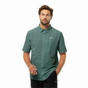 Koszule męskie - Męska koszula Jack Wolfskin VANDRA S/S SHIRT M jade green - S - miniaturka - grafika 1