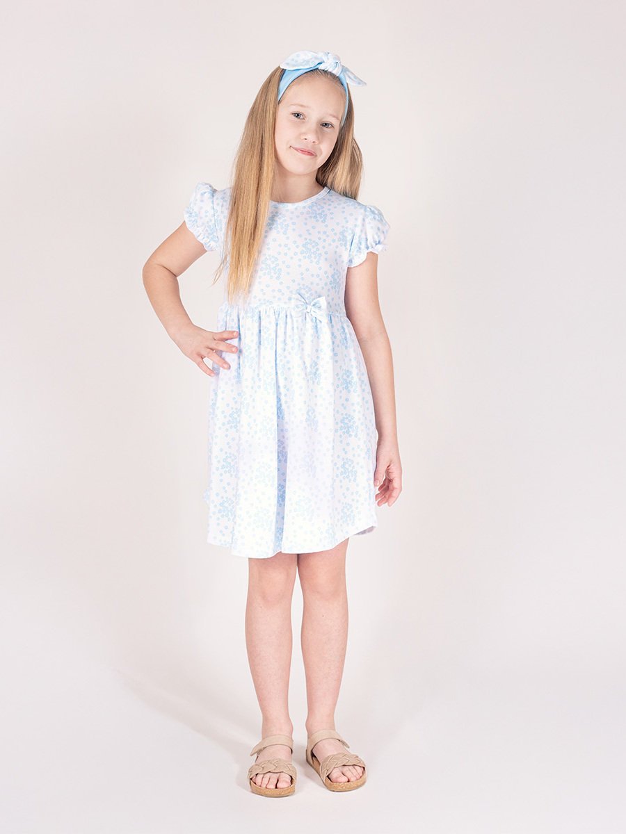 Dziewczęca sukienka krótki rękaw w kwiatki Nicol,r.128