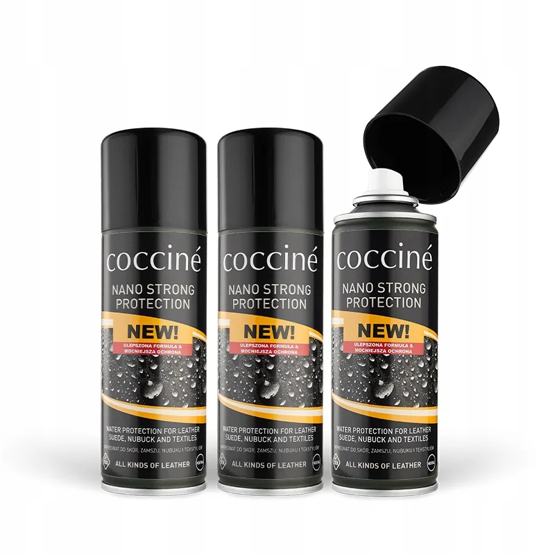 COCCINE ZESTAW 3X UNIWERSALNY IMPREGNAT DO WSZYSTKICH MATERIAŁÓW SKÓR 690ml spray do butów, membran oddychających, na wilgoć, UV i plamy