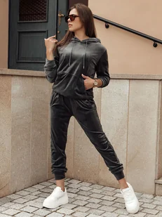 Komplet damski welurowy RELAX FIT ciemnoszary Dstreet AY1073 - Dresy damskie - miniaturka - grafika 1