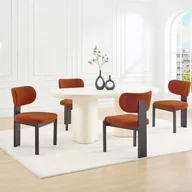 Krzesła - Zestaw 2 krzeseł z tkaniny z bukli i czarnego drewna kauczukowca - Terracotta - WILANA - miniaturka - grafika 1