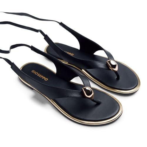 GIOSEPPO Damski pasek Wamba T-Strap, czarny/biały, 4,5 UK