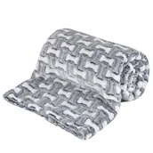 Pozostałe akcesoria dla kotów - Koc Dla Kota i Psa 70x50 cm M Gruby Miękki Kocyk - Kości Szare - miniaturka - grafika 1