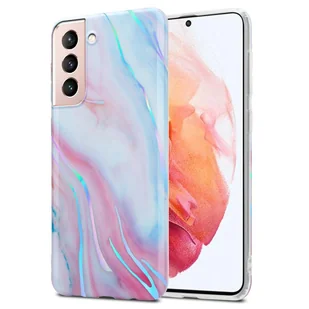Pokrowiec Etui Do Samsung Galaxy S21 5G w Biało Różowy Marmur No. 15 Obudowa Case Cover Silikon Plecki Cadorabo - Etui i futerały do telefonów - miniaturka - grafika 1
