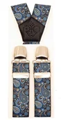 Dodatki do ubrań - Granatowo - niebieskie szelki do spodni w paisley SZ182 - miniaturka - grafika 1