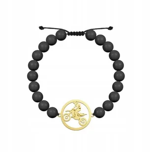 Złota Bransoleta Motocross Męska Perły Prezent 925 GRAWER GRATIS - Bransolety męskie - miniaturka - grafika 1