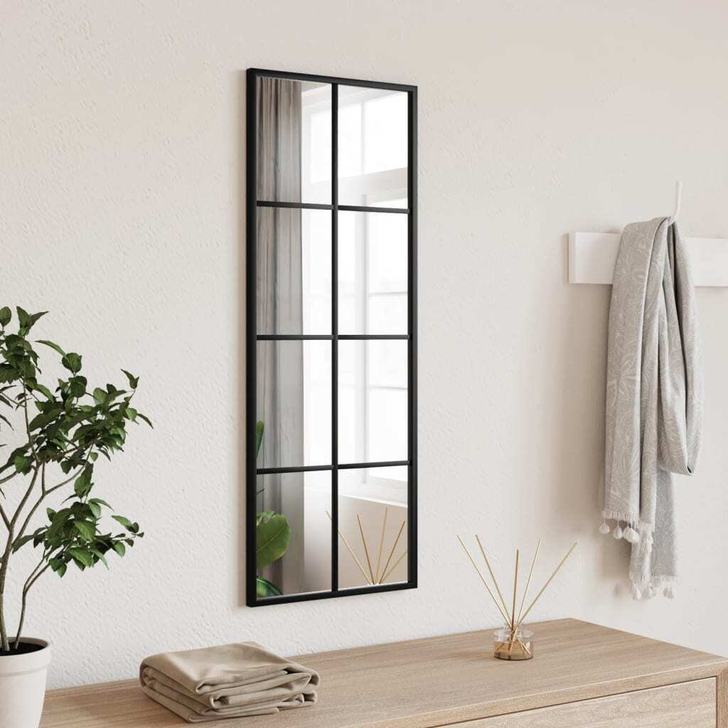 Lustro ścienne czarne 30x80 cm prostokątne żelazo