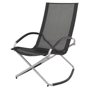 KMTP Krzesło ogrodowe bujane składane czarne 98x70x90cm K-X82100020 - Fotele i krzesła ogrodowe - miniaturka - grafika 1
