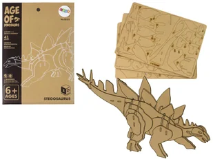 Drewniane Puzzle Przestrzenne 3D Stegozaur Składanka Edukacyjna 41 Elementów - Puzzle - miniaturka - grafika 1