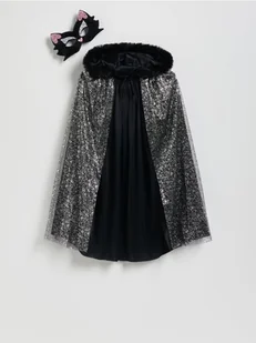 Reserved - Błyszcząca peleryna z maską kotka - czarny - Moda i Uroda OUTLET - miniaturka - grafika 1