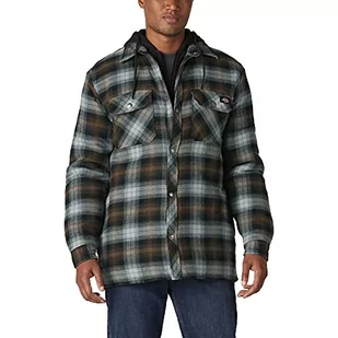 Dickies Męska koszula flanelowa z kapturem, z polaru, odzież robocza, czarny/drewno., L - Koszule męskie - miniaturka - grafika 1