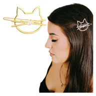 Ozdoby do włosów - Spinka Wsuwka Złota do Włosów Ozdobna Kot Metalowa Lekka i Wytrzymała - miniaturka - grafika 1