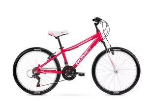Rower górski dla dziewczynki 24" Romet, Jolene S(13") malinowy, różowy, biały - Rowery - miniaturka - grafika 1