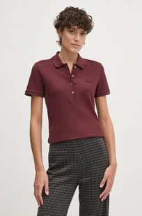Lacoste polo damski kolor bordowy - Koszulki i topy damskie - miniaturka - grafika 1
