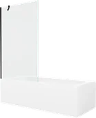 Wanny - Mexen Vega wanna prostokątna 180 x 80 cm z obudową i parawanem 1-skrzydłowym 100 cm, transparent, czarny - 550118080X9510000070 - miniaturka - grafika 1