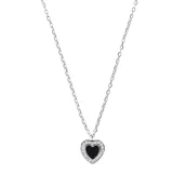 Naszyjniki - Srebrny naszyjnik 925 Czarne serce - miniaturka - grafika 1