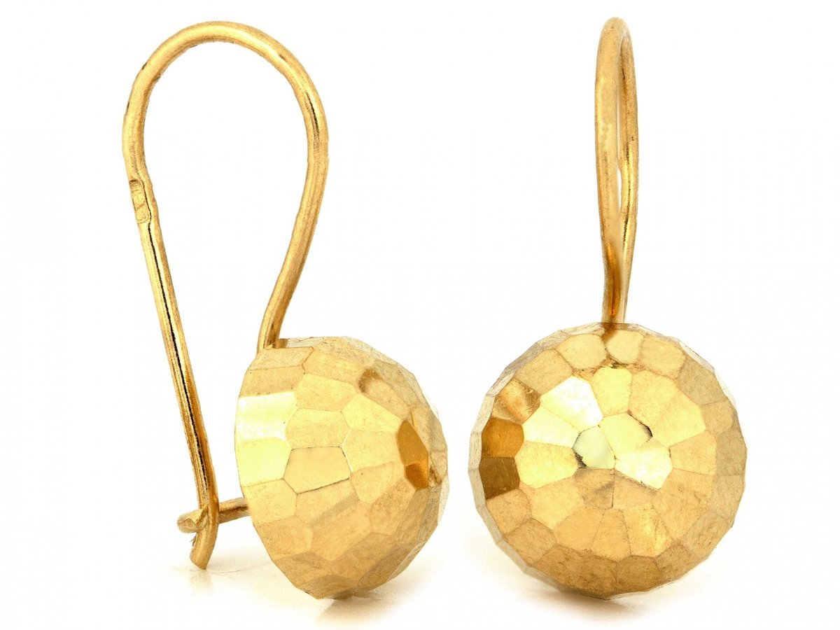 Kolczyki złote 585 półkule na biglu diamentowane 2.08g