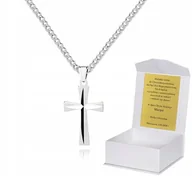 Biżuteria dla dzieci - Srebrny łańcuszek Krzyżyk Komunia Chrzest DEDYKACJA 40cm P3K13 - miniaturka - grafika 1