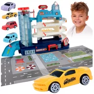 Zabawki interaktywne dla dzieci - Parking Tor Samochodowy Garaż Zjeżdżalnia Winda Elektryczna 4 Auta Led Xxl Z756 - miniaturka - grafika 1