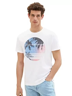 TOM TAILOR T-shirt męski z nadrukiem, 20000 – biały, S - Koszulki męskie - miniaturka - grafika 1