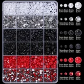 Inne - TEMU 5300szt Płaskie Perły i Zestaw do zdobienia paznokci, 3mm-8mm Czarny, Czerwony, Biały Perłowy do Art Makijażu oczu, Biżuterii, Rękodzieła DIY, - miniaturka - grafika 1