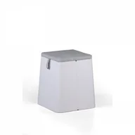 Taborety i hokery - B2B Partner Taboret plastikowy z poduszką, biały 432051 - miniaturka - grafika 1