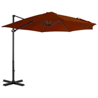 Parasole ogrodowe - vidaXL Wiszący parasol ze słupkiem aluminiowym, terakotowy, 300 cm 312307 - miniaturka - grafika 1