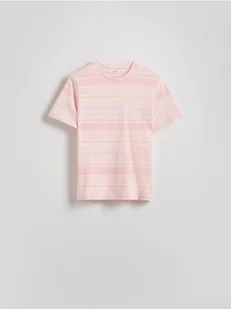 Reserved - T-shirt w paski - różowy - Koszulki i topy damskie - miniaturka - grafika 1