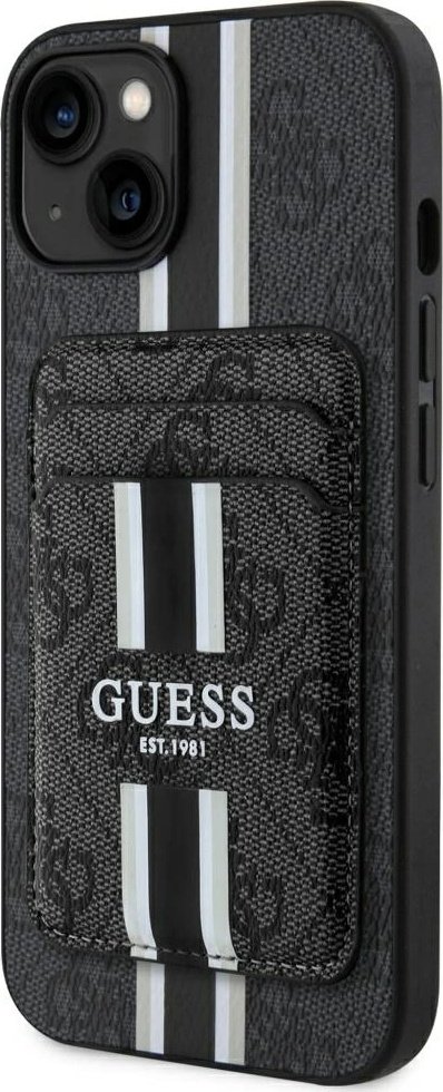 Guess 4G Stripes z portfelem MagSafe Apple iPhone 15 czarny