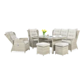 Meble ogrodowe - Meble technorattanowe BALTIMORE DINING + PUFY Beige - miniaturka - grafika 1