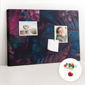 Tablice i flipcharty - Szkolna Tablica korkowa 60x40 cm, Kolorowe Pinezki, wzór Egzotyczne kwiaty - miniaturka - grafika 1