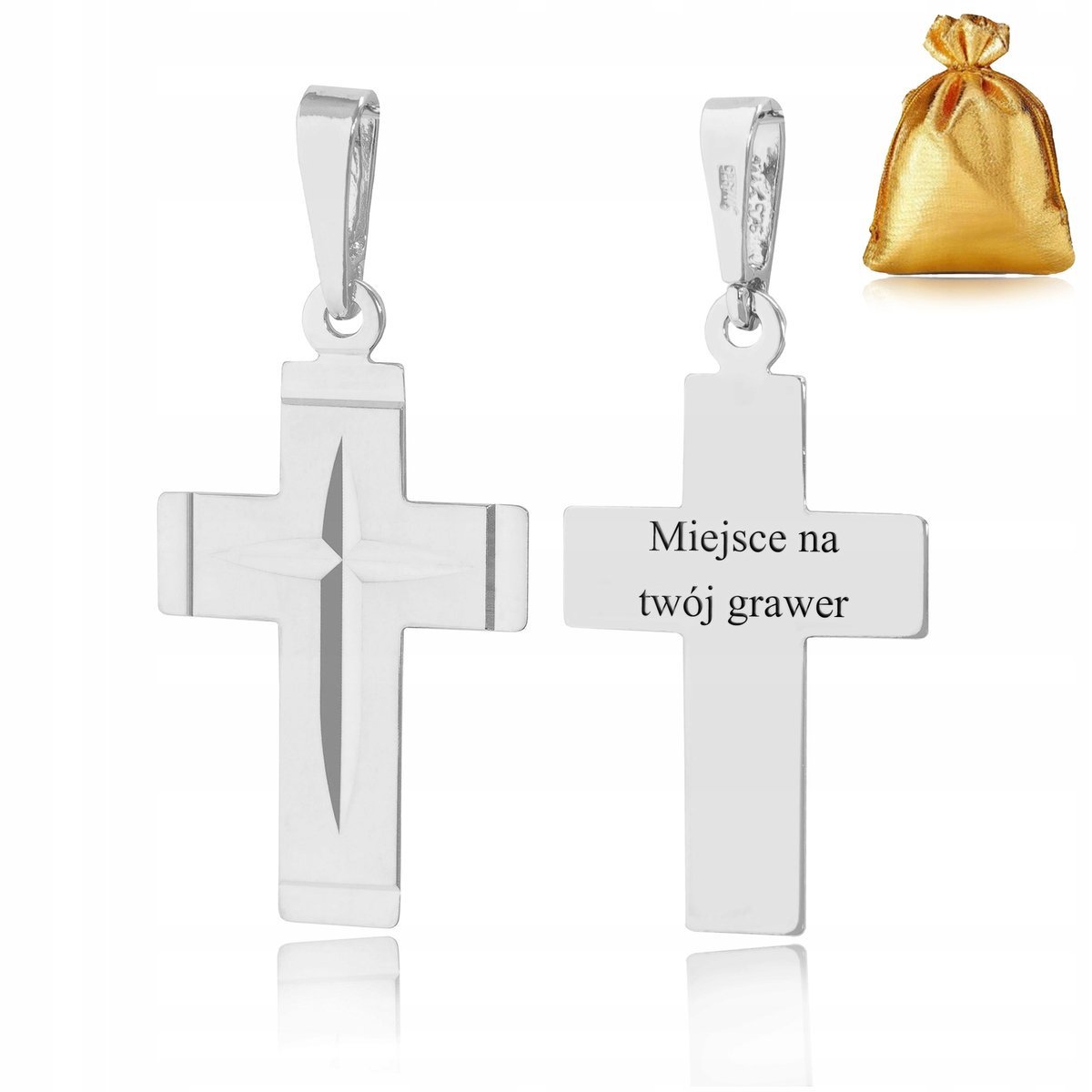 ELEGANCKA ZAWIESZKA NA ŁAŃCUSZEK 925 WISIOREK SREBRNY KRZYŻ KRZYŻYK GRAWER