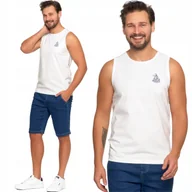 Koszulki męskie - KOSZULKA MĘSKA TANK-TOP BAWEŁNA NA RAMIĄCZKACH MARYNISTYCZNY WZÓR MORAJ 3XL WHITE - miniaturka - grafika 1