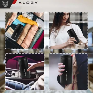 Termos kubek termiczny butelka bidon 400ml do kawy herbaty yerba mate Alogy Stalowy Czarny - Części i akcesoria do laptopów - miniaturka - grafika 8