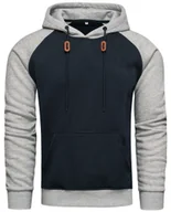 Bluzy męskie - Bluza męska z kapturem szaro-granatowa Recea - miniaturka - grafika 1