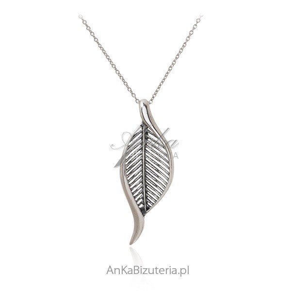 ankabizuteria.pl Srebrna zawieszka LISTEK oksydowana