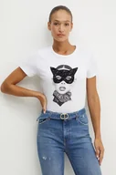 Koszulki sportowe damskie - Guess t-shirt bawełniany damski kolor biały W4BI37 K9RM1 - miniaturka - grafika 1
