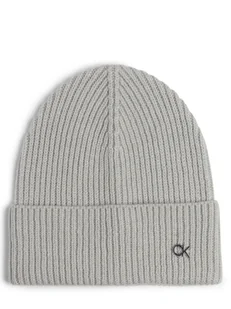 Calvin Klein Czapka damska z zawartością kaszmiru Kobiety dzianina grubo tkana szary jednolity, ONE SIZE - Czapki damskie - miniaturka - grafika 1