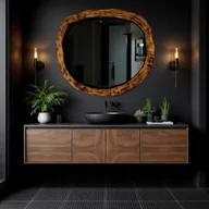 Lustra - designerskie lustro z drewna naturalnego do łazienki asymetryczne - miniaturka - grafika 1