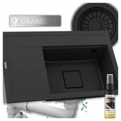 Zlewozmywaki - Granitan Zlewozmywak Granitowy Czarny Jednokomorowy Kuchenny Nowoczesny Rendo - miniaturka - grafika 1