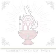 Pamiątka Chrztu Świętego - POL Zaproszenie na Chrzest Święty biało-różowe 1 szt ZAP-40765 - miniaturka - grafika 1