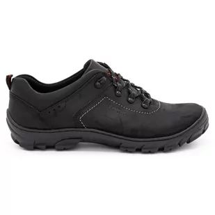 Buty męskie skórzane trekkingowe 36 czarne - KAMPOL - Buty trekkingowe męskie - miniaturka - grafika 1