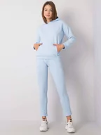 Komplety damskie - Komplet dresowy jasny niebieski casual sportowy bluza i spodnie kaptur rękaw długi nogawka prosta długość długa - miniaturka - grafika 1