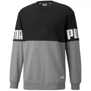 Bluza męska Puma Power Colorblock Crew szaro-czarna - Bluzy sportowe męskie - miniaturka - grafika 1